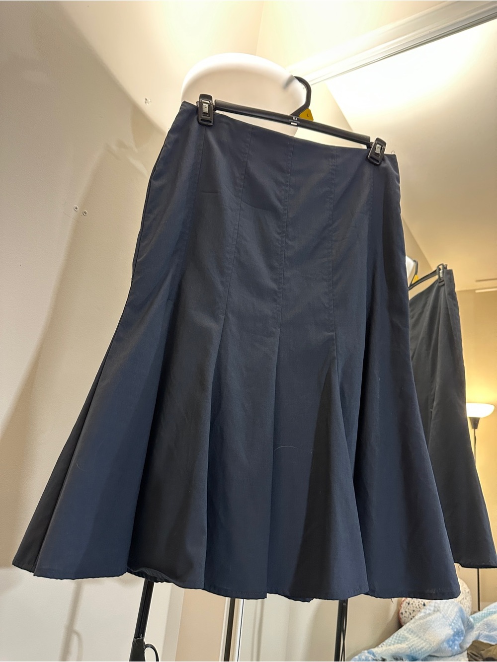 Flared Midi Skirt in Deep Navy